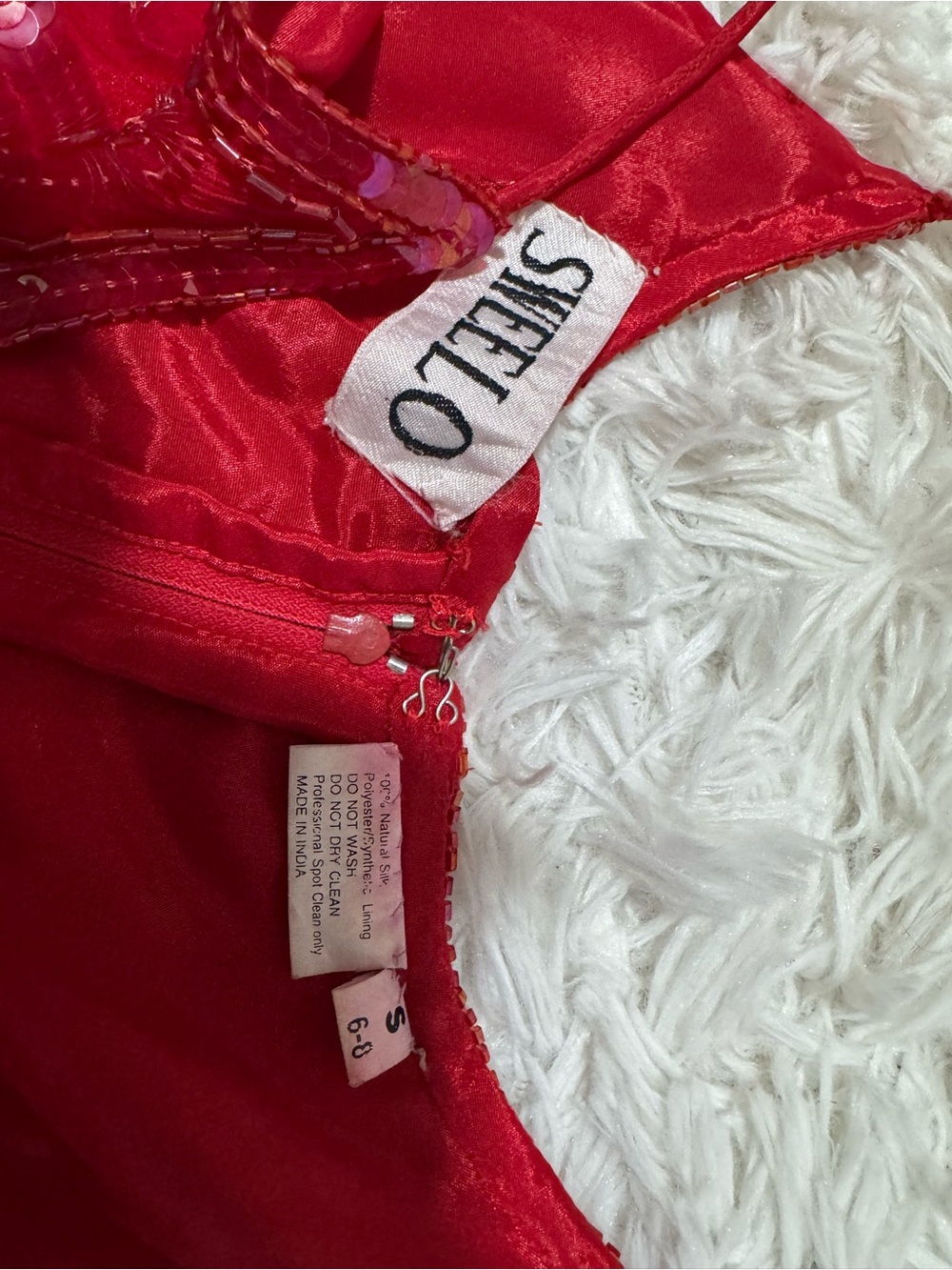 Vintage silk red beaded dress - Picture 4 of 5
